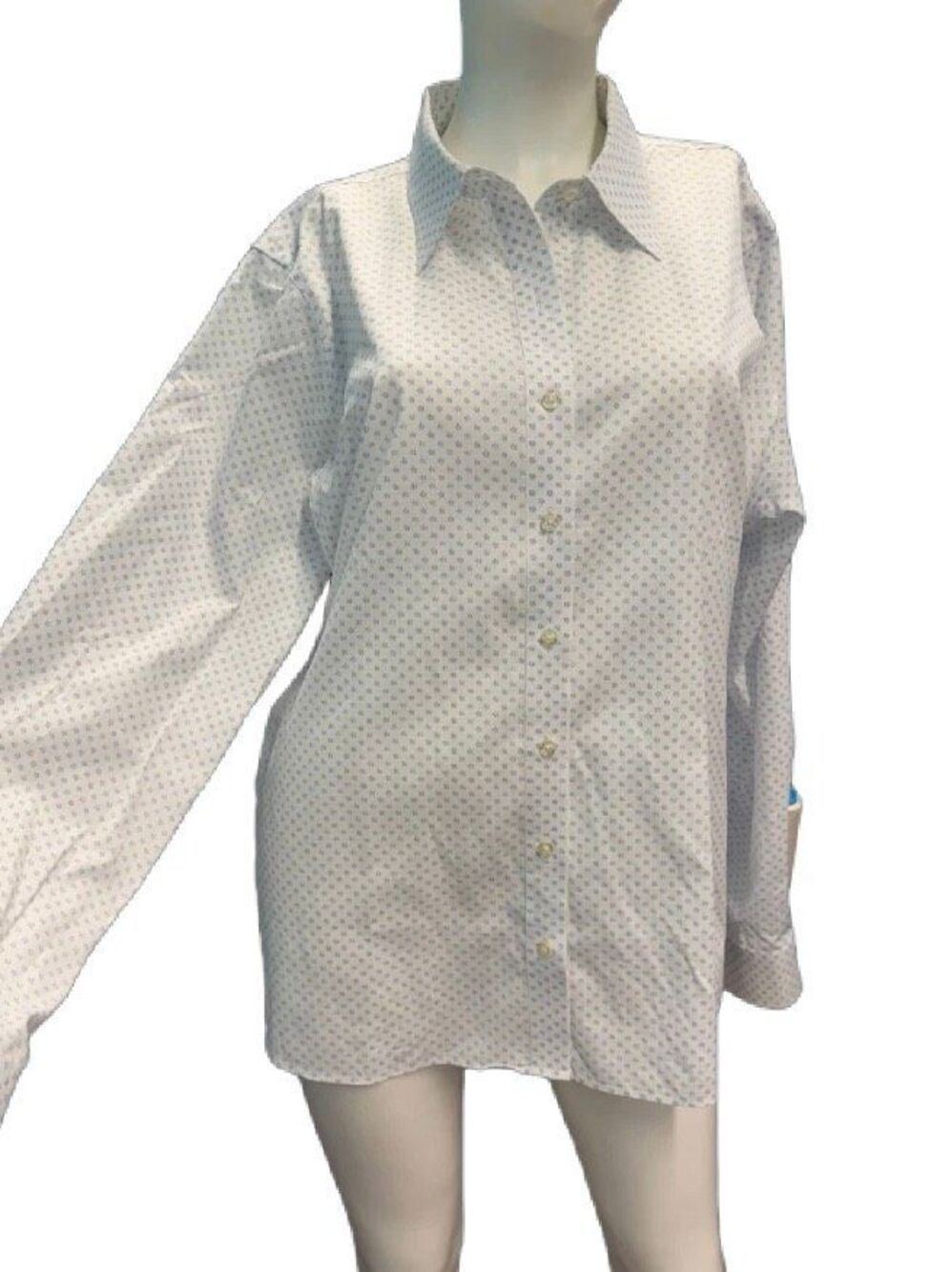Lands End White Blue Floral Button Up Dress Shirt Women’s Size 22W